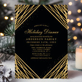Invitation Black Gold Géométrique Abstrait Lines Dîner de vac