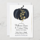 Invitation Black & Gold Glam Citrouille Dîner d'Halloween (Devant)