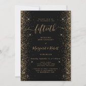 Invitation Black Gold Glitter 50th Anniversary Party (Devant)