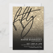 Invitation Black Gold Glitter 50th Birthday (Devant)