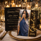 Invitation Black Gold Grad Glow