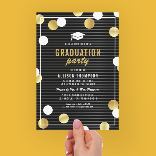 Invitation Black Gold Graduation Party