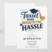 Invitation Black & Gold Graduation Tassel Was Worth Hassel (Devant / Derrière)