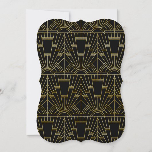 Invitation Black & Gold Great Gatsby Art Déco Mariage (Dos)