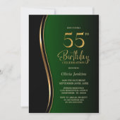 Invitation Black Gold Green 55e fête d'anniversaire (Devant)