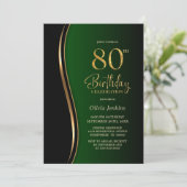 Invitation Black Gold Green 80e fête d'anniversaire (Debout devant)