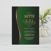 Invitation Black Gold Green fête d'anniversaire (Debout devant)