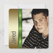 Invitation Black Gold Green Photo Annonce de graduation (Devant)