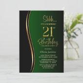Invitation Black Gold Green Surprise 21e anniversaire (Debout devant)