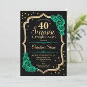Invitation Black Gold Green Surprise 40e anniversaire (Debout devant)