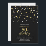 Invitation Black & Gold Hexagon Confetti 50e fête d'anniversa<br><div class="desc">Célébrez votre journée spéciale avec cette invitation moderne à la fête du 50e anniversaire. Ce design présente un script de lettrage élégant "50e anniversaire" avec des confettis hexagones avec un thème noir et or. Vous pouvez commander une invitation imprimée ou télécharger un invitation numérique pour envoyer instantanément. D'autres invitations et...</div>