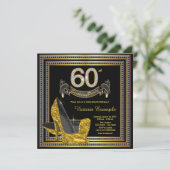 Invitation Black Gold High Heel Womans 60e fête d'anniversair (Debout devant)
