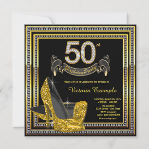 Invitation Black Gold High Heels 50e anniversaire des femmes