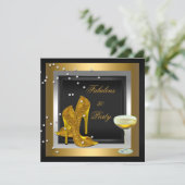 Invitation Black Gold High Heures Champagne Anniversaire (Debout devant)