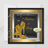 Invitation Black Gold High Heures Champagne Anniversaire (Devant)