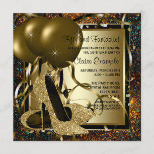 Invitation Black Gold High Talons femmes fête d'anniversaire