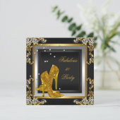 Invitation Black Gold High Talons femmes fête d'anniversaire (Debout devant)