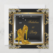 Invitation Black Gold High Talons femmes fête d'anniversaire (Devant)