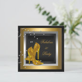 Invitation Black Gold High Talons femmes fête d'anniversaire (Debout devant)