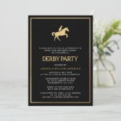 Invitation Black & Gold Horse Race Derby Party (Debout devant)