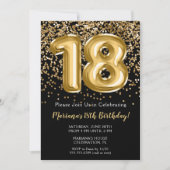 Invitation Black Gold Kids Girl 18th Birthday Part (Devant)
