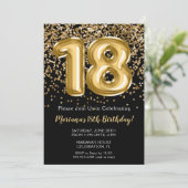 Invitation Black Gold Kids Girl 18th Birthday Part (Debout devant)
