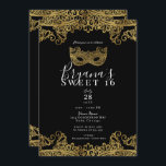 Invitation Black & Gold Lace Masquerade Sweet 16 Party<br><div class="desc">Personnaliser pour tout événement</div>