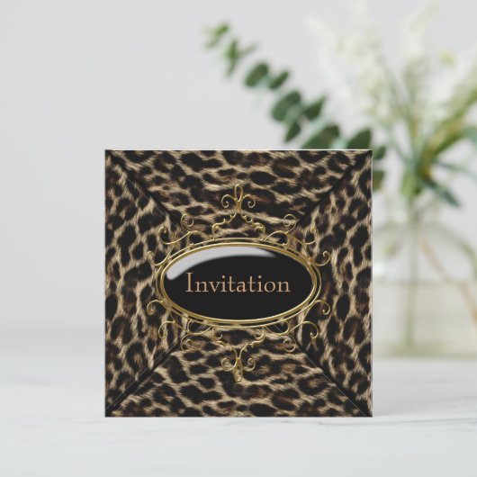 Invitation Black Gold Leopard (Debout devant)