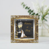 Invitation Black Gold Leopard High Heels Champagne Anniversai (Debout devant)