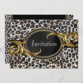 Invitation Black Gold Leopard Toutes les occasions (Devant / Derrière)