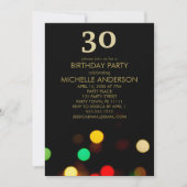 Invitation Black Gold Lights fête d'anniversaire (Devant)