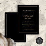 Invitation Black Gold Line Mariage de la frontière Soirée<br><div class="desc">Soirée simple Mariage frontalier de ligne noire et or. Entièrement personnalisable. Disponible numériquement et imprimé. Facile de personnaliser le texte à vos détails et de modifier les couleurs de la typographie et arrière - plan de chaque côté peut être changé à n'importe quel ou votre choix via l'option modifier plus....</div>