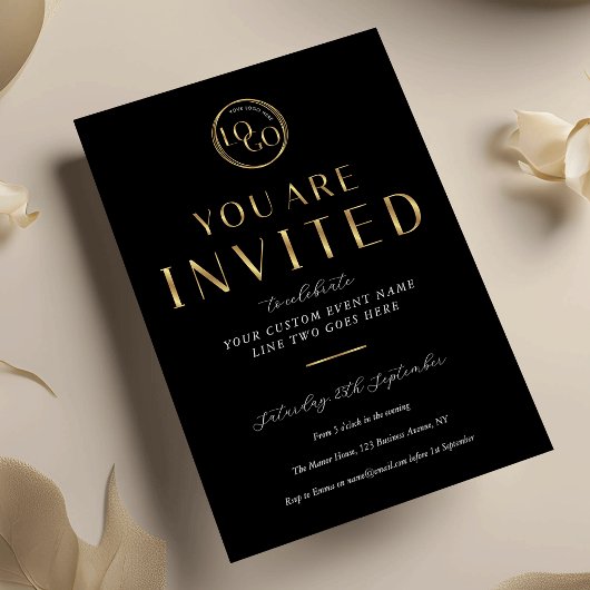 Invitation Black & Gold Logo Corporate Business Event