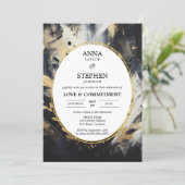 Invitation Black & Gold Love & Commitment Ceremony (Debout devant)