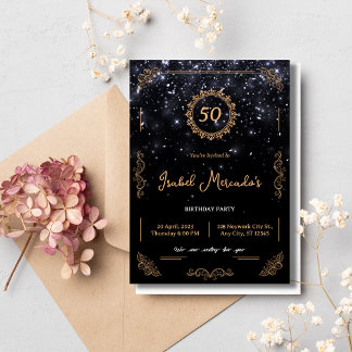 Invitation Black Gold Luxury Anniversaire 50e anniversaire In