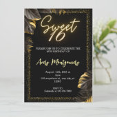 Invitation Black Gold Luxury Happy Sweet 16e anniversaire fêt (Debout devant)