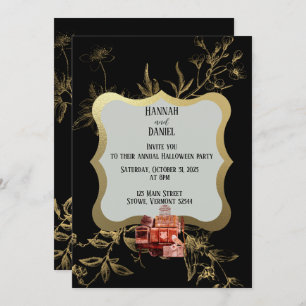 Invitation Black & Gold Magique Halloween Party