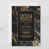 Invitation Black Gold Marble 2024 Graduation Party (Devant)