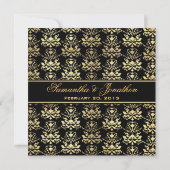 Invitation Black & Gold Mariage damassé (Dos)