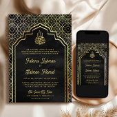 Invitation Black Gold Marocain Arch Mariage musulman