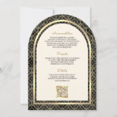 Invitation Black Gold Marocain QR Code Sikh Arch Mariage (Dos)