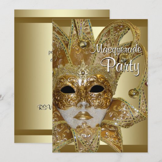 Invitation Black Gold Masquerade (Devant / Derrière)
