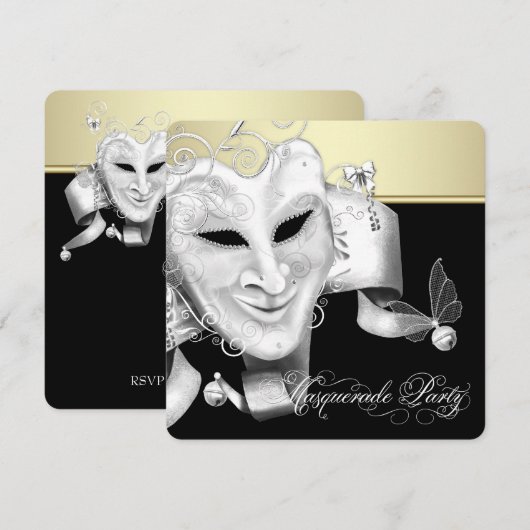 Invitation Black Gold Masquerade (Devant / Derrière)