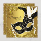 Invitation Black Gold Masquerade bal (Devant / Derrière)