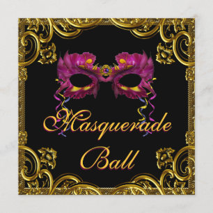Invitation Black Gold Masquerade Party