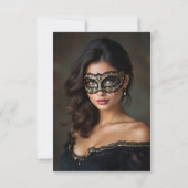 Invitation Black Gold Masquerade Party Anniversaire Photo (Dos)