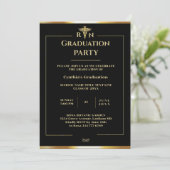 Invitation Black & Gold Médicale Graduation Party (Debout devant)