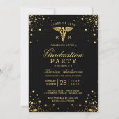 Invitation Black Gold Médicale Nursing School Graduation Part (Devant)