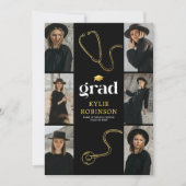 Invitation Black Gold Médicale Photo Graduation Party (Devant)