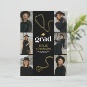 Invitation Black Gold Médicale Photo Graduation Party (Debout devant)